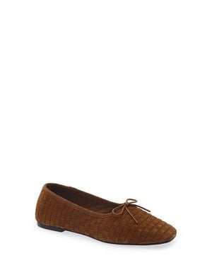 Frēda Salvador Jada Woven Square Toe Ballet Flat - Brown