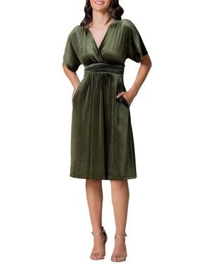 Kiyonna Angelic Velvet Cocktail Dress - Green