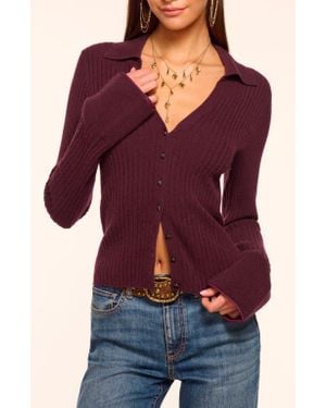Ramy Brook Cathy Collared Rib Cashmere Cardigan