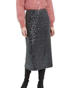 Ottod'Ame Longuette Skirt With Sequins - Black