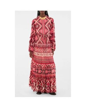 FARM Rio Ainika Long Sleeve Tiered Maxi Dress