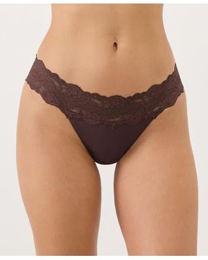 Pact Lace Waist Thong 3-Pack Made With Organic Cotton - Brown