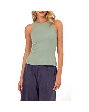 Threads For Thought Bailey Feather Ribbed Tank - Green
