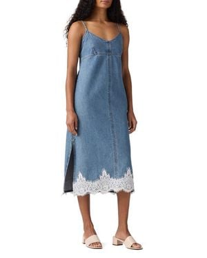 Levi's '90S Lace Trim Denim Midi Slipdress - Blue