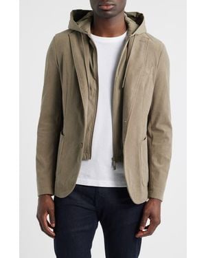 BOSS Hanry Slim Fit Corduroy Sport Coat With Removable Hoodie Bib - Multicolor