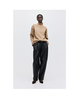 H&M Seam-Detail Turtleneck Sweater - Natural
