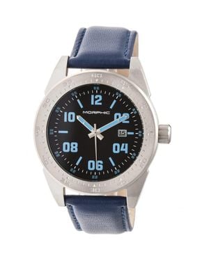 Morphic M63 Series Leather-Band Watch W/Date - Metallic