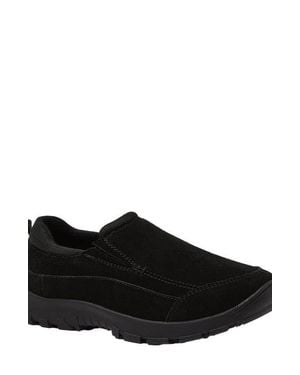 Lands' End Kids All Weather Suede Leather Slip On Moc Shoes - Black