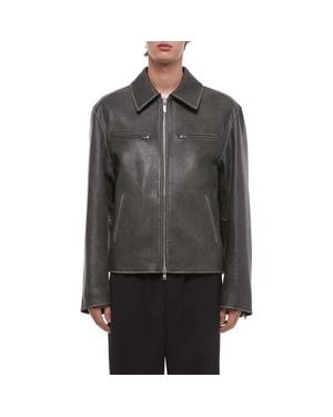 Helmut Lang Distressed Leather Jacket - Gray