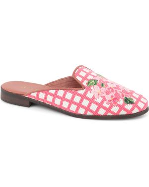 PAIGE Needlepoint Hydrangea Mule - Pink