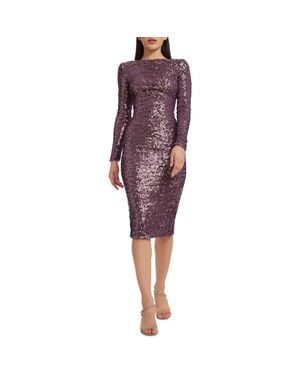 emery long sleeve sequin cocktail dress dress the population Amazon.com: Dress the Population Womens Emery Long Sleeve Stretch Sequin Midi Sheath Special Occasion, Deep Purple, Small US : Clothing, Shoes & Jewelry