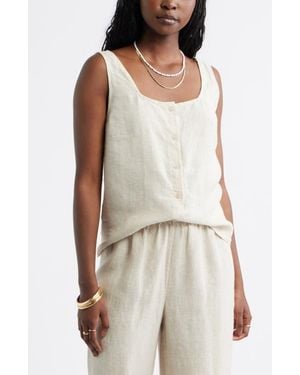 Caslon Linen Button-Up Tank - Multicolor