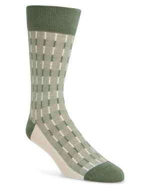 Cole Haan Stripe Cotton Blend Dress Socks - Green