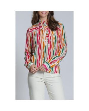 Apny Ruffle Placket Top - Multicolor