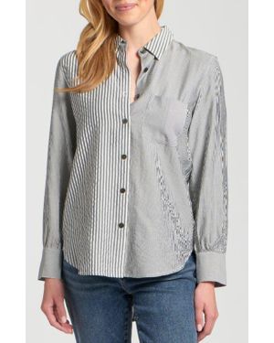 Apny Mixed Stripe Button-Up Shirt - Gray