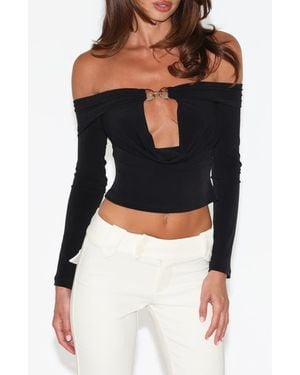 Tiger Mist Jenesis Off The Shoulder Crop Top - Black
