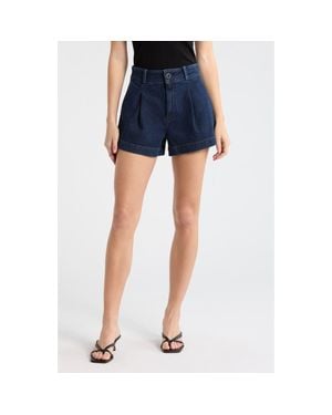 PAIGE Camille Pleated Denim Shorts - Blue