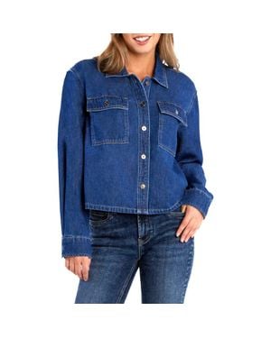 Wash Lab Denim Lilou Boxy Denim Button-Up Shirt - Blue