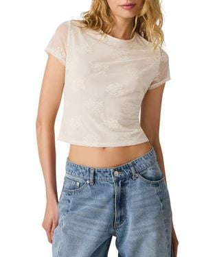 Steve Madden Peyton Mesh & Lace Top - Blue