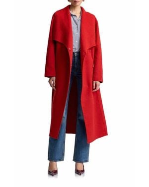Avec Les Filles Shawl Collar Long Coat - Red