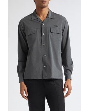 Undercover Logo Embroidered Long Sleeve Camp Shirt - Gray
