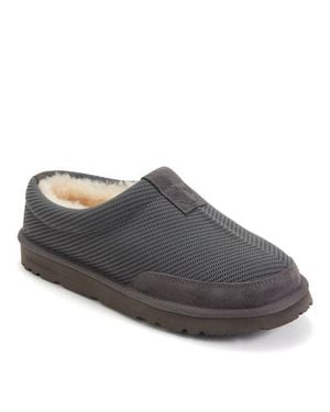 Dearfoams Fireside Grafton Sport Knit Water Repellent Twill Clog - Gray