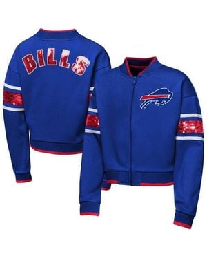 Outerstuff Girls Youth Buffalo Bills Mvp Full-Zip Sequin Bomber Jacket - Blue