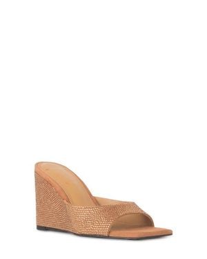 Black Suede Studio Paloma Crystal Wedge Sandal - Natural