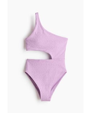 H&M Padded-Cup High Leg One-Shoulder Swimsuit - Pink