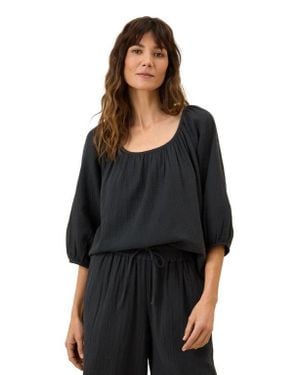 Pact Organic Cotton Coastal Double Gauze Scoop Neck Top - Black