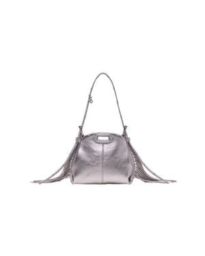 Maje Metallic Leather Miss M Micro Bag - Gray
