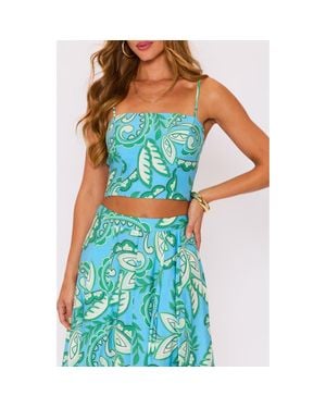 Vici Collection Florence Floral Crop Tank Top - Blue