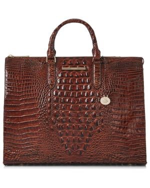 Brahmin Business Croc Embossed Leather Tote - Brown