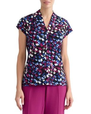 Kasper Block Print Knit Top - Blue