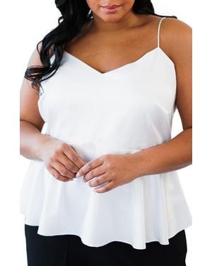 Marée Pour Toi Silk Peplum Tank - White