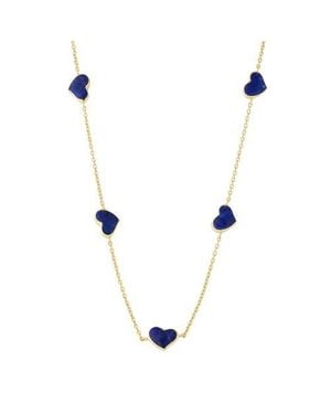 Jan Leslie Five Station Heart 30 Necklace Set - Blue