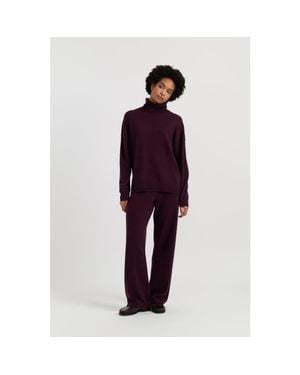 Chinti & Parker Wool Cashmere Wide Leg Track Pants - Purple
