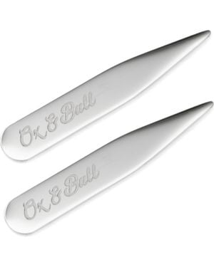 Cufflinks Inc. Set Of 2 Short Stainless Steel Collar Stays - White