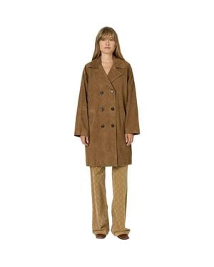 Gerard Darel Manon Suede Double Breasted Jacket - Brown