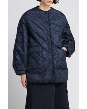 MM by Max Mara Spiga Collarless Quilted Jacket - Blue