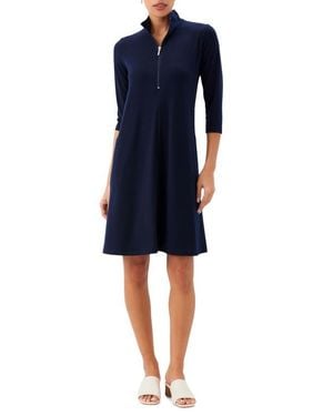 Karen Kane Half Zip Travel Jersey Dress - Blue