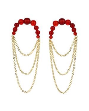 petit moments Gilded Chandelier Earrings - Red