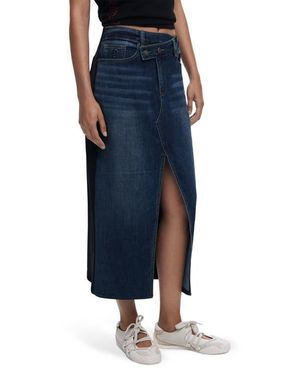 Desigual Mixed Media Denim Midi Skirt - Blue