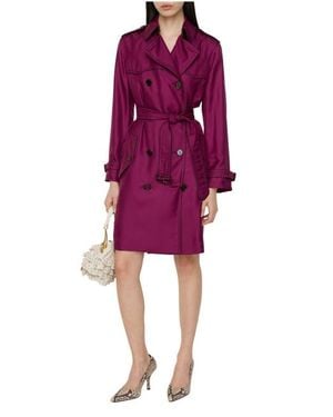 Burberry Long Silk Foxfield Trench Coat - Purple