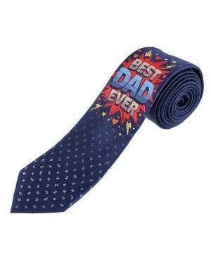 Trafalgar Best Dad Ever Novelty Silk Necktie - Blue