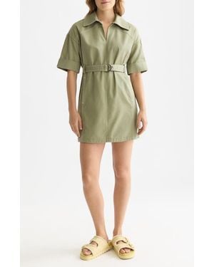 Scotch & Soda Belted Cotton Blend Utility Minidress - Green