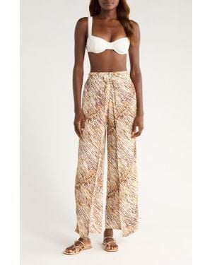 Elan Print Cover-Up Wrap Pants - Natural