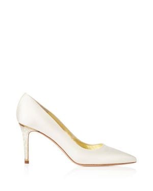 freya rose Chelsea Pointed Toe Pearl Heel Pump - Metallic