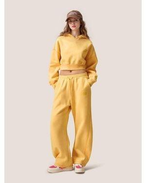 AELFRIC EDEN Cloud Essential Fleece Cropped Pullover Hoodie Set - Metallic