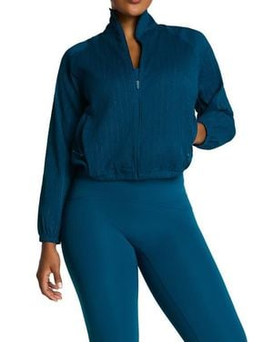 Spanx Boostup Water Repellent Glow Weave Full Zip Jacket - Blue